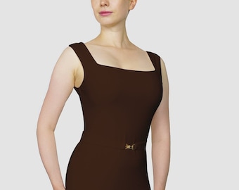 SquareTop Dress / Brown