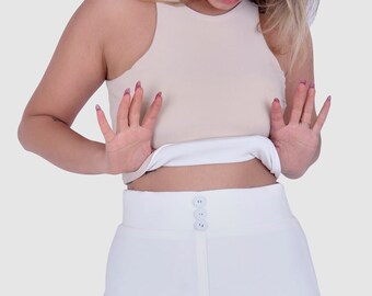 Halter Top / Beige Or White / Reversible