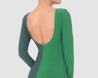 Half and Half Dress / Emerald Green I Green / Line Collection