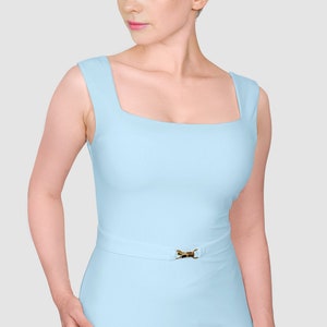 Square Neck Top | Women&#39;s Top | Hot Charming Women&#39;s Top | Ladies Baby Blue Party Top | Square Top | Casual Short Sleeve Baby Blue Top