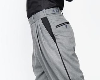 Line Tango Pants | Light Grey and Black Tango Pant | Black Tango Pant | Tango Pant for Party | Casual Tango Pant | Wide-Leg Tango Pant