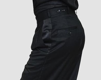 Line Tango Pants | Black Tango Pant | Black Satin Tango Pant | Tango Pant for Party | Casual Tango Pant | Wide-Leg Tango Pant | Black Pant