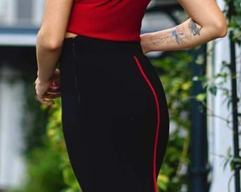 No.1 Back Line Skirt | Black I Red Skirt | Line Collection | Hot Charming Women's Skirt | Women's Party Skirt | Wedding Dress for Women