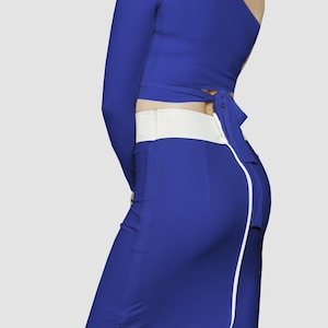 no.1 Belt Skirt / Saxe - White / Line Collection