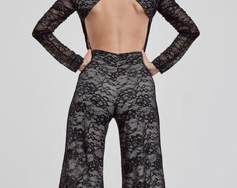 Touchline Tango Back Botton Jumpsuit / Lace Blossom