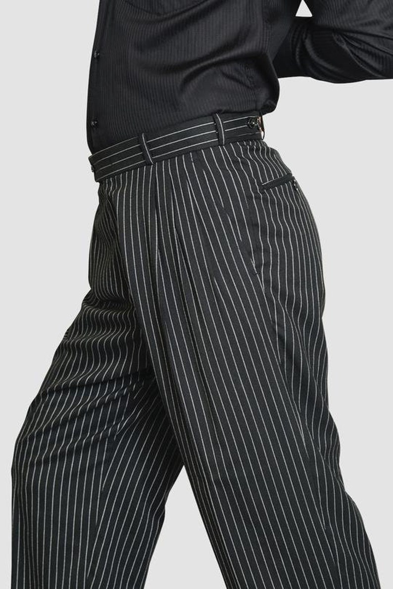 Classic Tango Pants Black White Stripes Tango Pant Tango Pant for Men Tango Pant for Party Casual Tango Pant Wide-Leg Tango Pant image 8