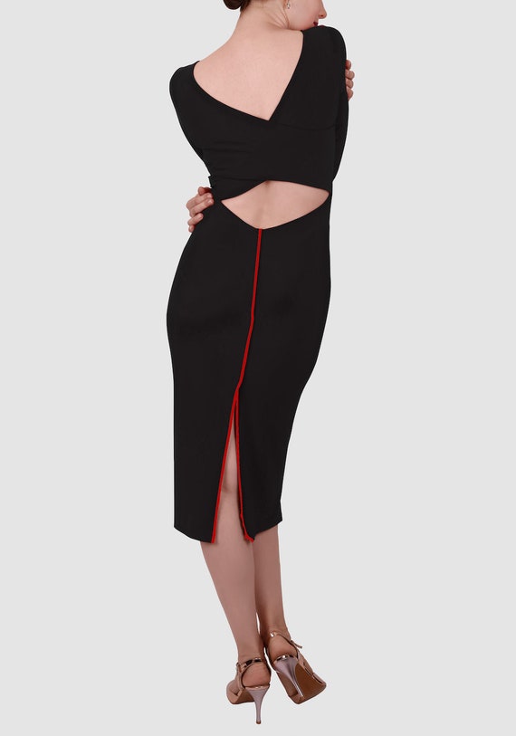 black dress with red stripe Red Black Striped Sleeveless Dress - Trendy Fashion