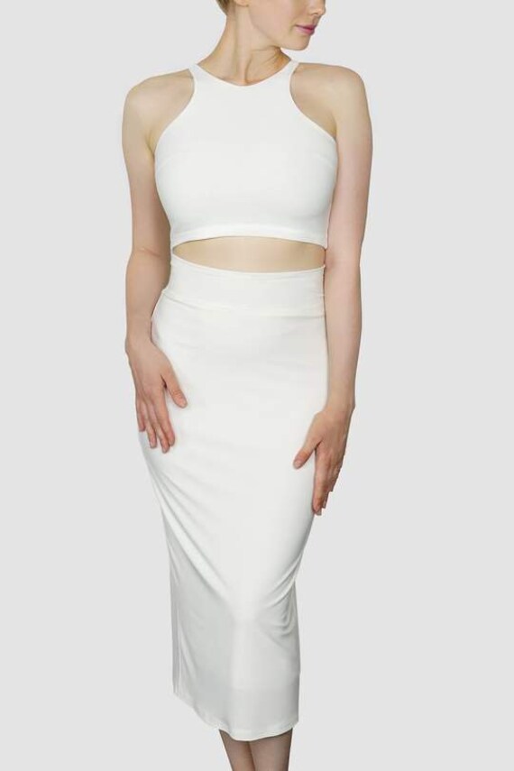 Women's Halter Set-Dress | Halter Neck Dress | Snow White Collection | Short Sleeve Halter Top | Women's White Dress | Hot Charming Dress
