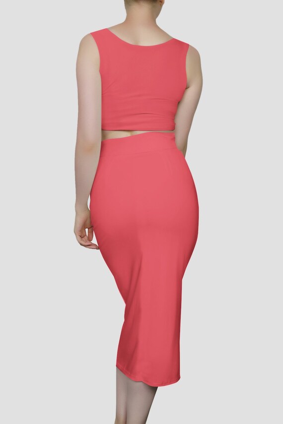 coral pink bodycon dress Bra Seam Rhinestone Bodycon Dress  K MOMO