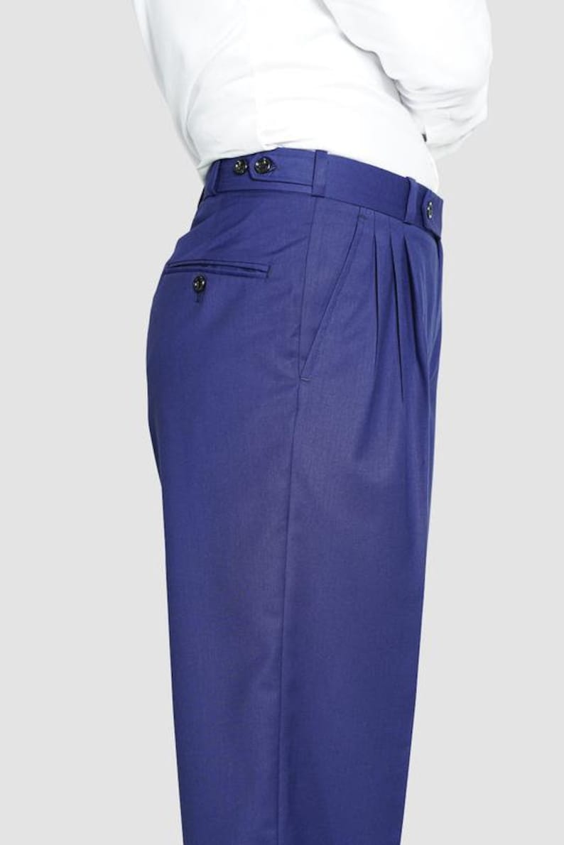 1940s Men’s Clothing & Fashion History Classic Tango Pants Parliament BLue $105.06 AT vintagedancer.com