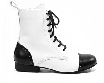 MASCULINE Tango Boots I Androgen Matte White & Black Pro