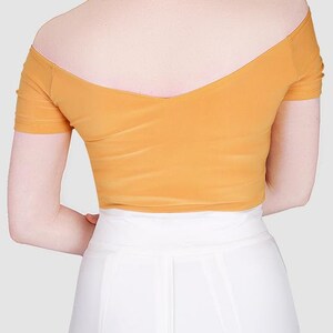 No.3 Multidiscipline Top Mustard Signature Tops Casual Short Sleeve Signature Tops Casual Sexy Tops Women's Hot Charming Party Tops image 4