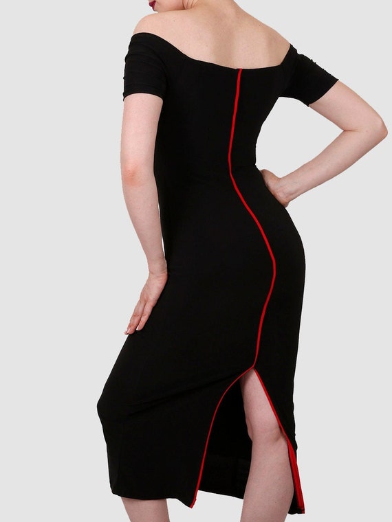 women's black off the shoulder sexy dress SHEIN MOD Fashionable Elegant Textured Ruffle Fishtail Hem Off-Shoulder Night Out Summer and tight semi Zpanxa Dresses for Women Off