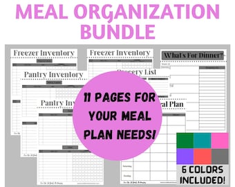 Meal Organization Printables Bundle - 6 Colors Included