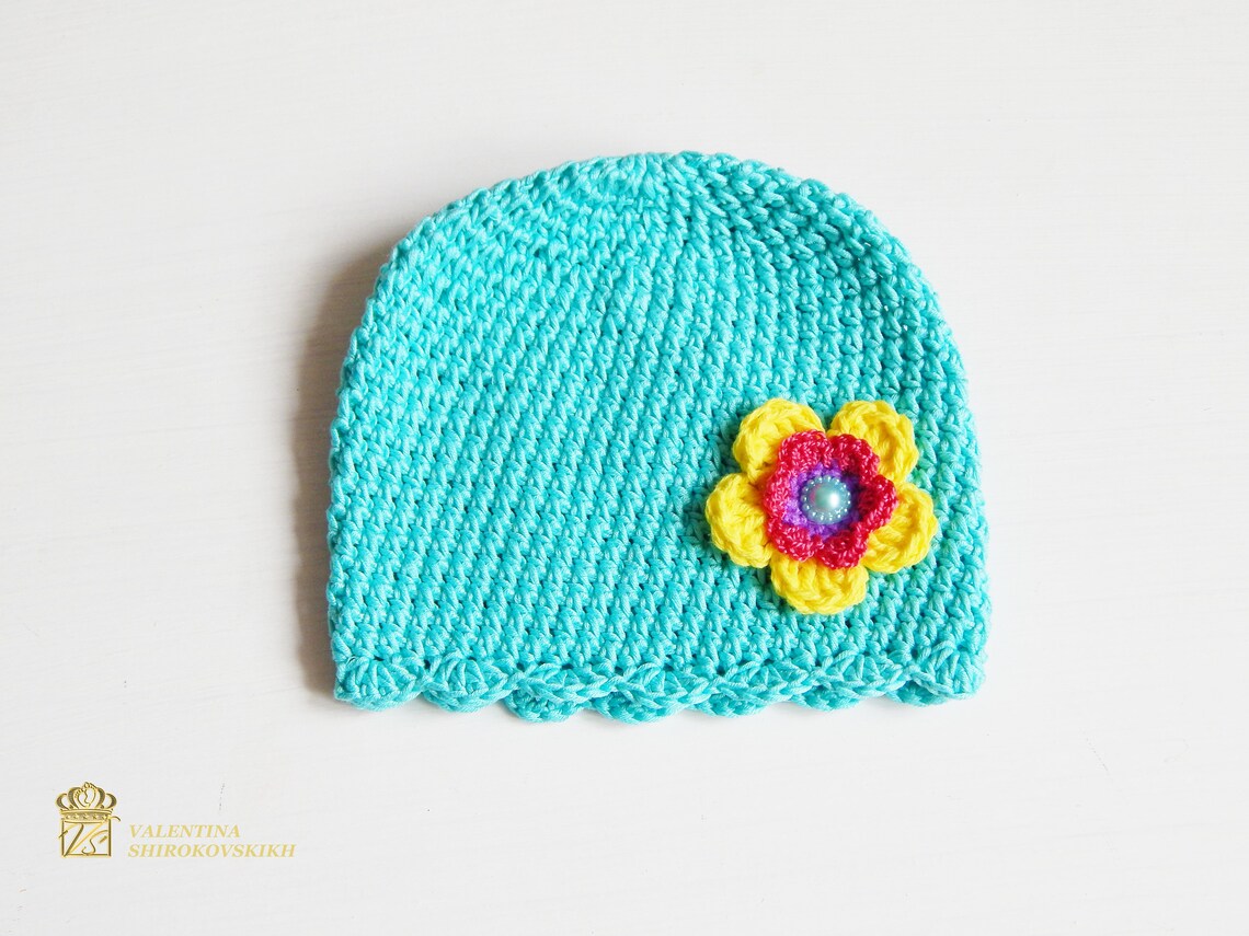 Baby Crochet Hat. Crochet Summer Hat Baby. Baby Hat. Flower Etsy