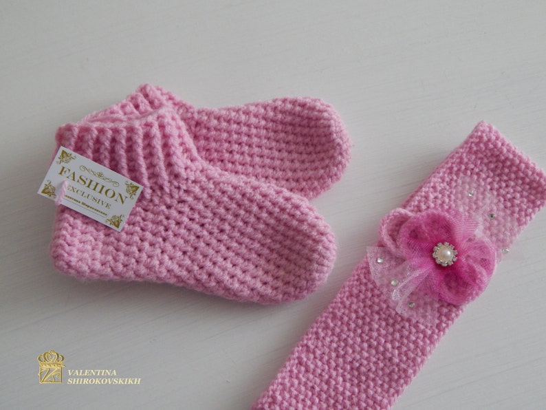 Headband Set Baby Socks. Pink Socks Pink Headband. Toddler Etsy