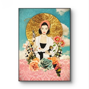 Poster A4/A3, stampa artistica, edizione limitata, illustrazione, riproduzione, tecnica mista, collage digitale, collage di carta