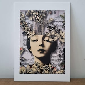 Kunstkarte 12,8 x 18,7 cm, Kunstdruck, limitierte Auflage, Illustration, Repro, Mix Media, digitale Collage, Collage auf Leinwand