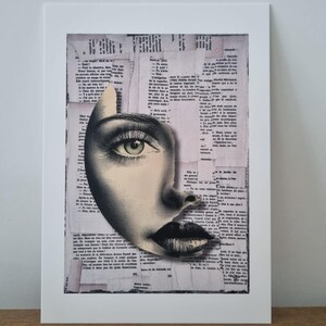 Carta artistica 12,8 x 18,7 cm, stampa artistica, edizione limitata, illustrazione, riproduzione, tecnica mista, collage digitale, collage su tela