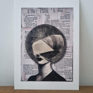 Carte d'art 12,8 x 18,7 cm, impression d'art, série limitée, illustration, repro, mix media, collage numérique, collage sur toile
