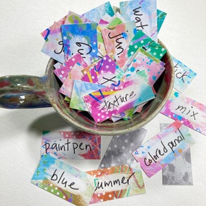 Druckbares Creative Simplicity Prompt Deck, Mixed Media Technik Prompts, Art Journaling Karten, Junk Journal Ideen, Journal Inspiration Deck