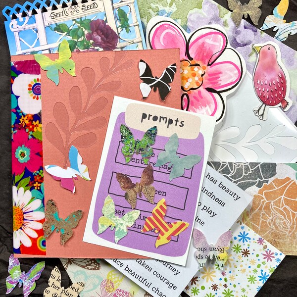 Elements of Delight MAY monthly mailer | collage fodder | stencils | stickers | prompt cards | inspiration cards | plus other surprises!