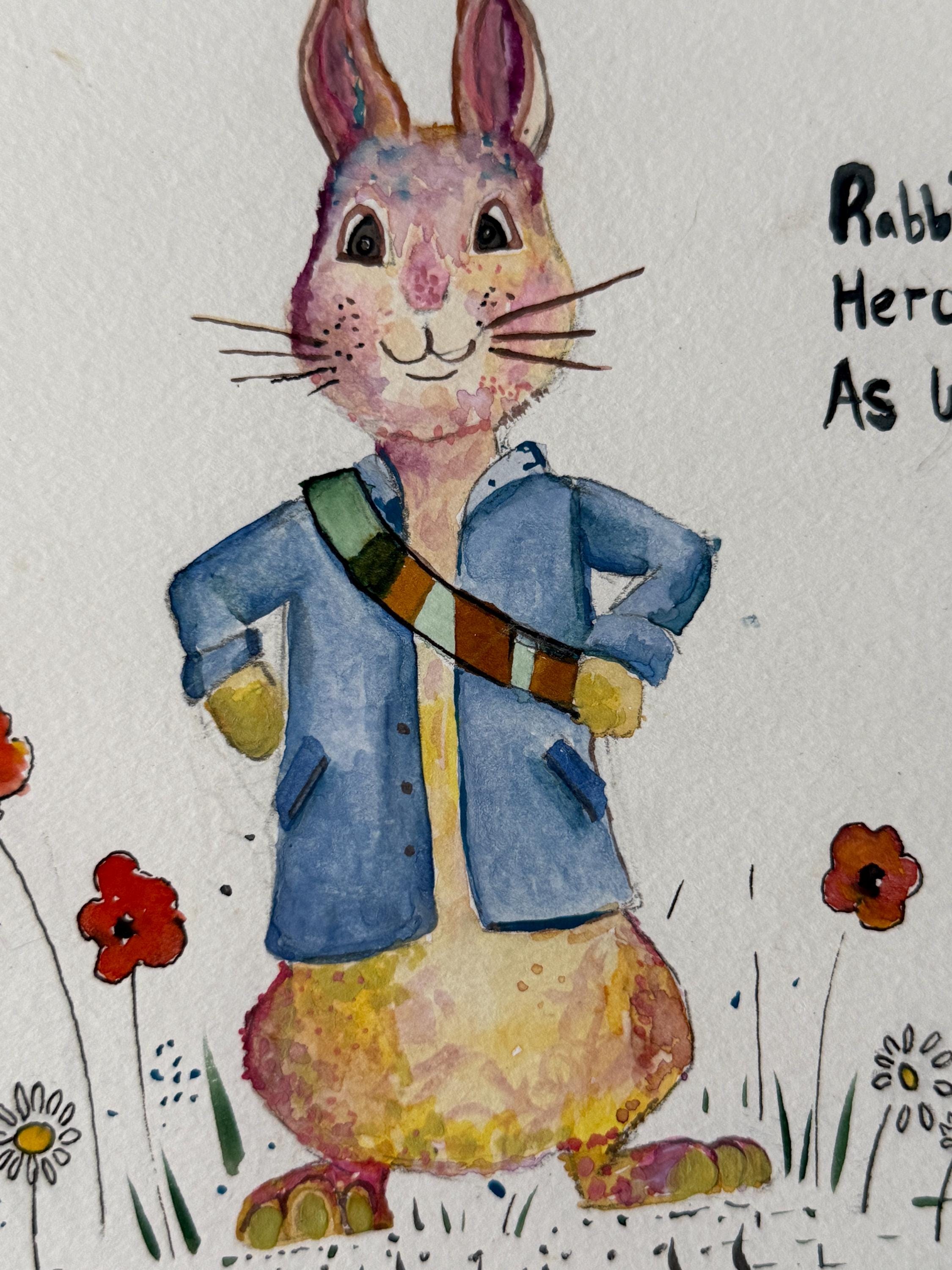 オリジナル水彩画ピーターラビット：マルチカラーアート、A4 - Etsy 日本
