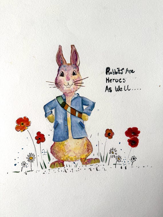 オリジナル水彩画ピーターラビット：マルチカラーアート、A4 - Etsy 日本