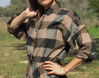 Vintage Buffalo Check Shirtdress