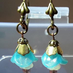 Vintage Czech glass flower earrings