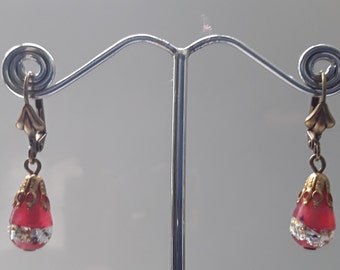 Vintage Venetiaanse glasfolie scheur druppel oorbellen