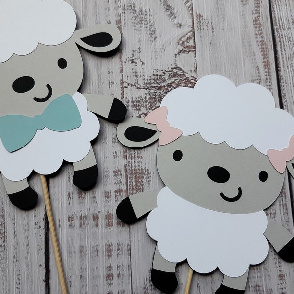 Baby Lamb Centerpiece Sticks/ Little Lamb Party/ Lamb Baby Shower Picks/ Girl Lamb Party/Lamb Cake Topper/ Baby Sheep Party Supplies/ Lambs