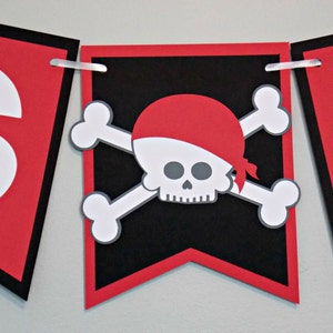 Pirate Birthday Party Banner/ Skull Birthday Banner/ Boy Pirate Birthday/ Red Black Pirate Birthday Banner/ Pirate 1st Birthday/ Pirate Part image 3