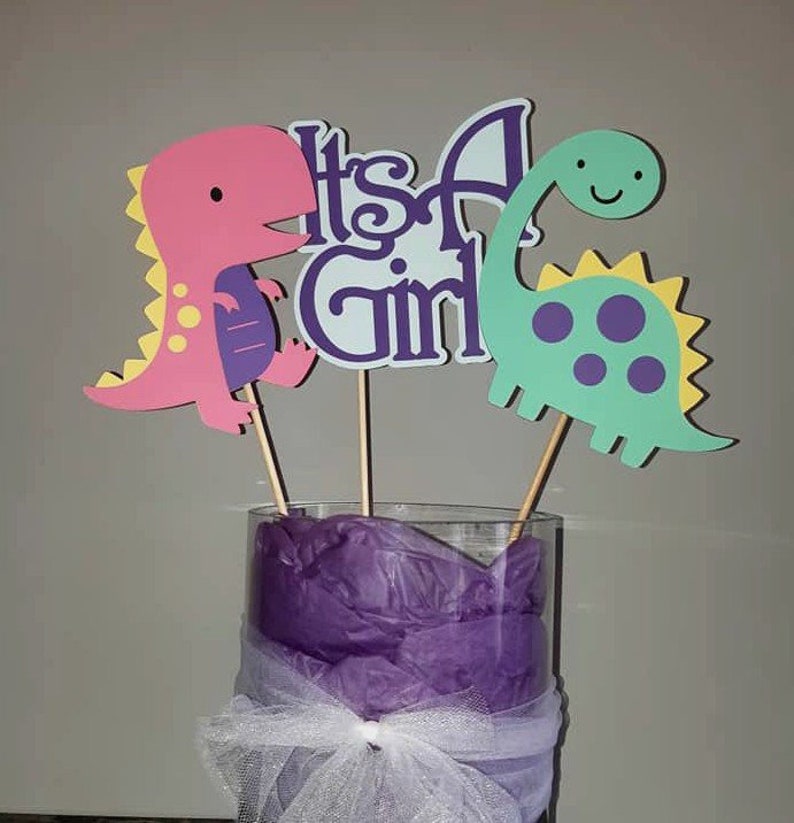 Girl Dinosaur Baby Shower Centerpiece Dino Table Decor Girl Etsy