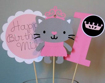 Princess Kitty Centerpieces/ Princess Birthday/ Cat Birthday Theme/ Girl Birthday  Centerpiece/ Cat Birthday Party/ Kitty Cat Party Decor