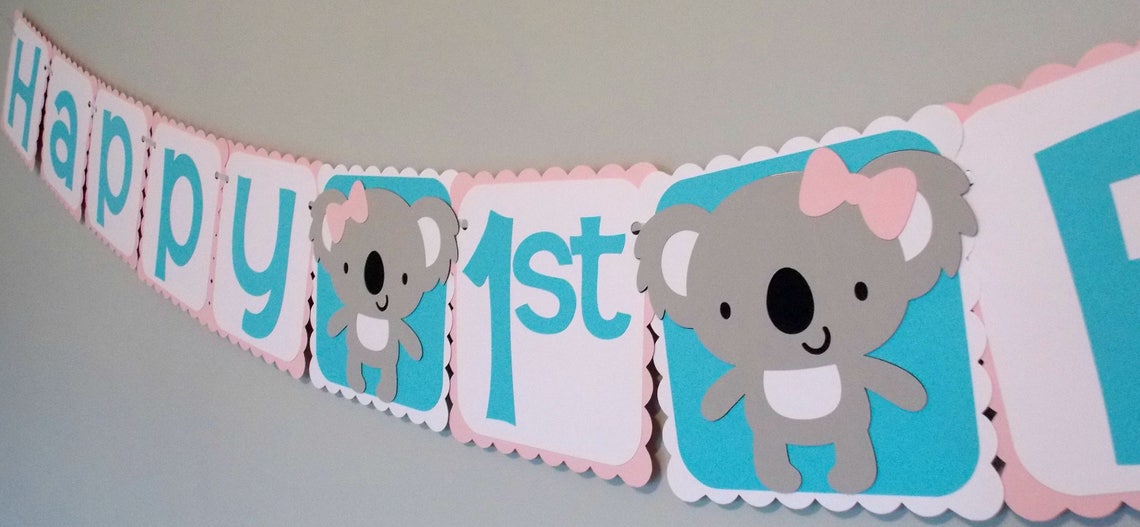 Koala Birthday Theme Banner/ Girl Koala Bear Party Decor/ Girl Etsy