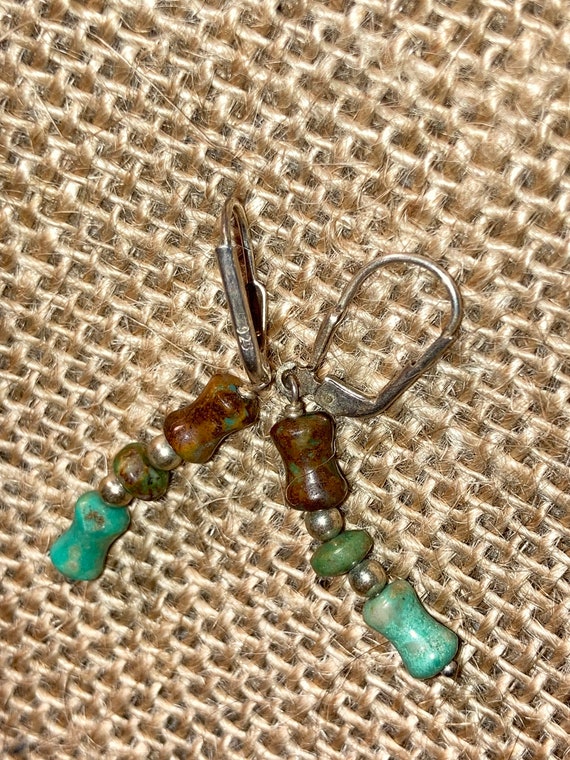 Turquoise Beaded Sterling Silver Earrings - image 1