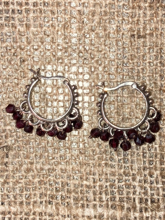 Garnet pebble stone sterling silver earrings - image 5