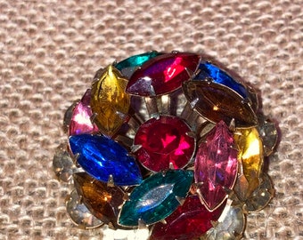 Bright Multicolored Gold Tone Classic Brooch VINTAGE