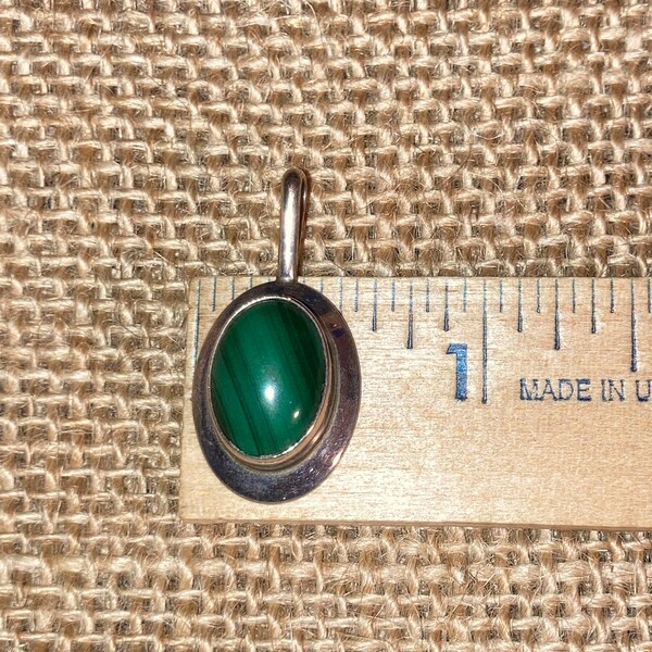 LJM Sterling Malachite Oval Silver Pendant