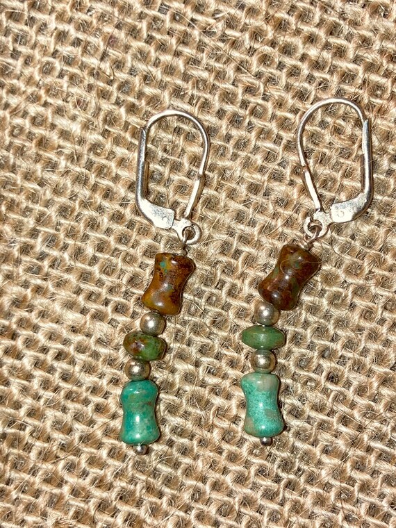 Turquoise Beaded Sterling Silver Earrings - image 6