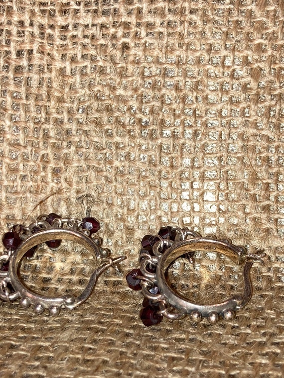 Garnet pebble stone sterling silver earrings - image 6