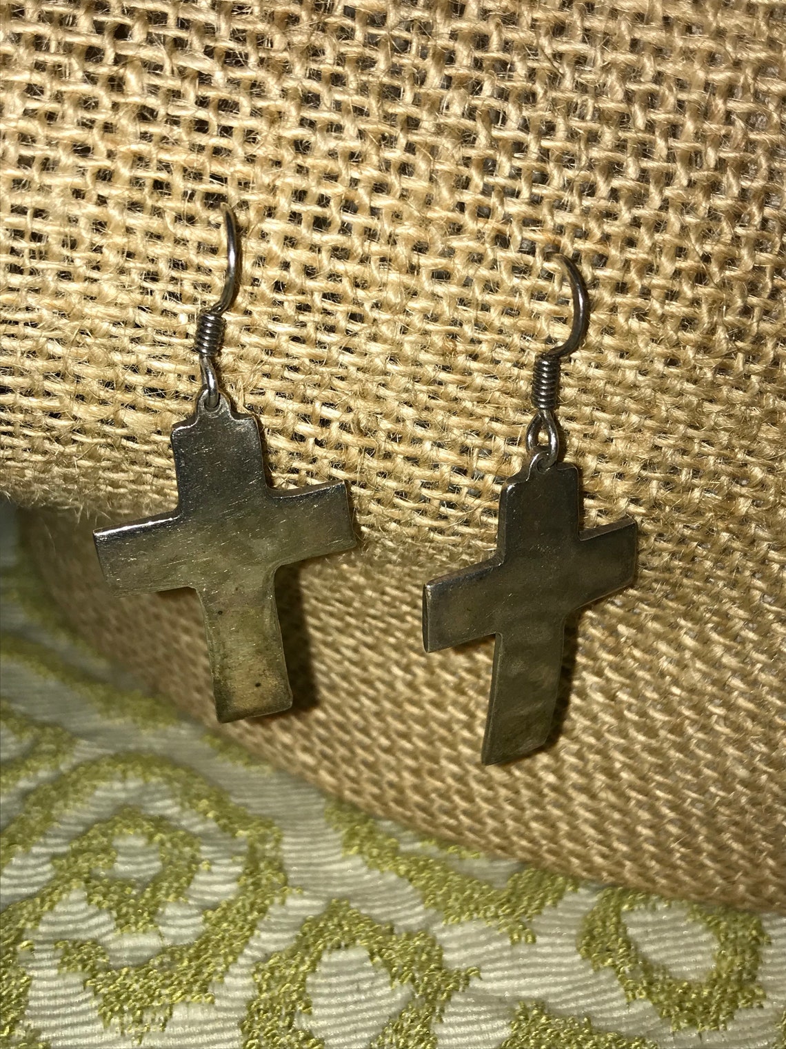 Cross Hanging Earrings Sterling Etsy UK