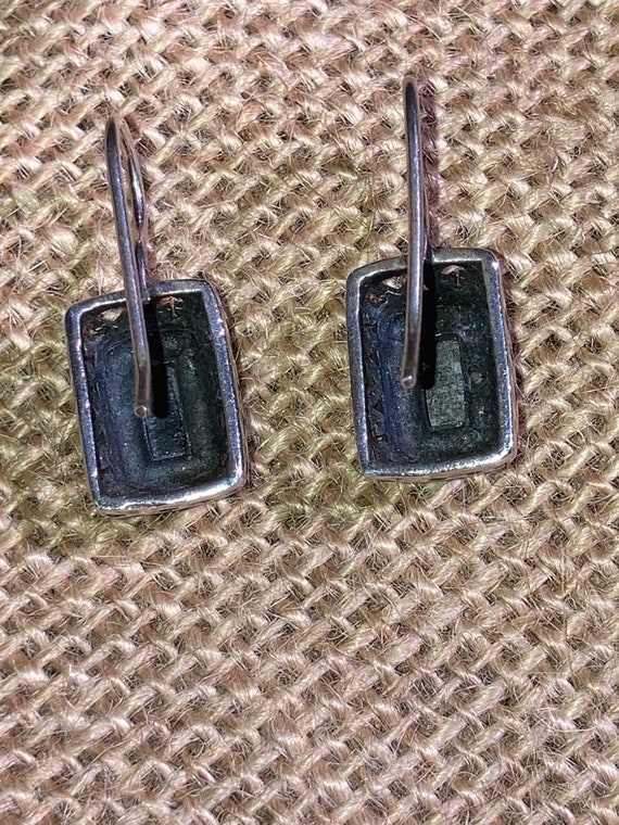 Black Onyx Sterling Silver Rectangular Earrings - image 3