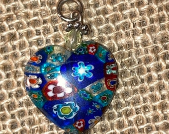 Murano Millefiori Heart Glass Pendant