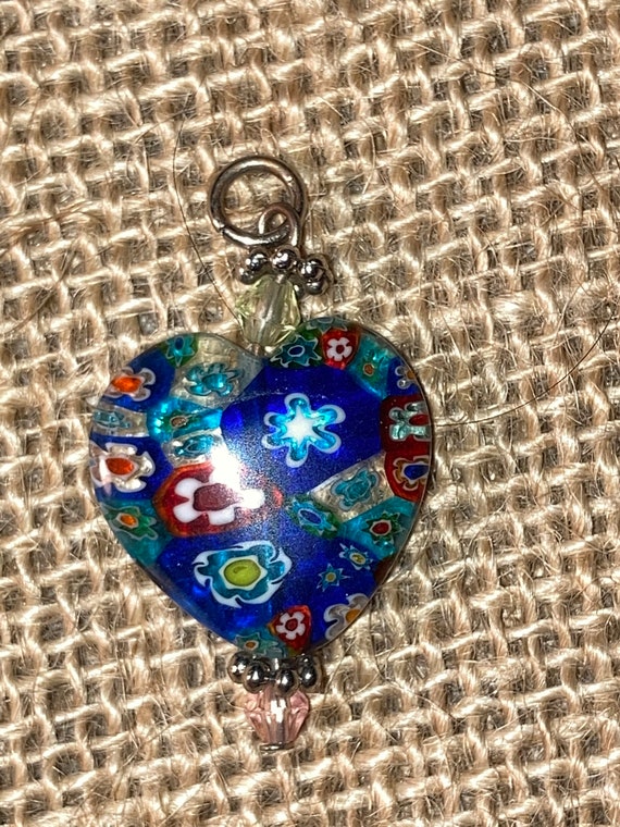 Murano Millefiori Heart Glass Pendant