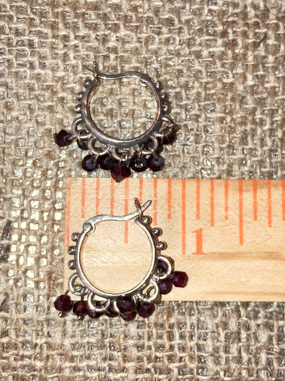 Garnet pebble stone sterling silver earrings - image 2