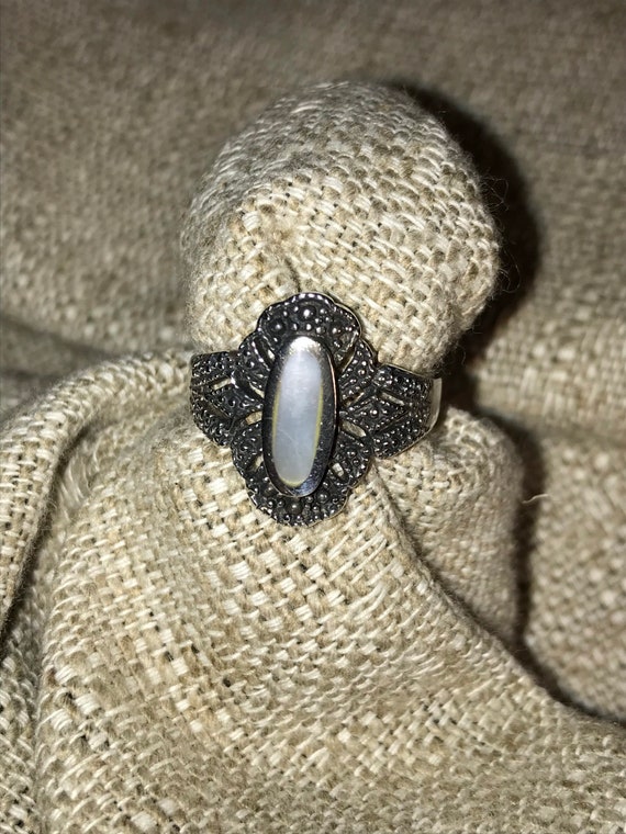 White Pearl Sterling Silver Ring