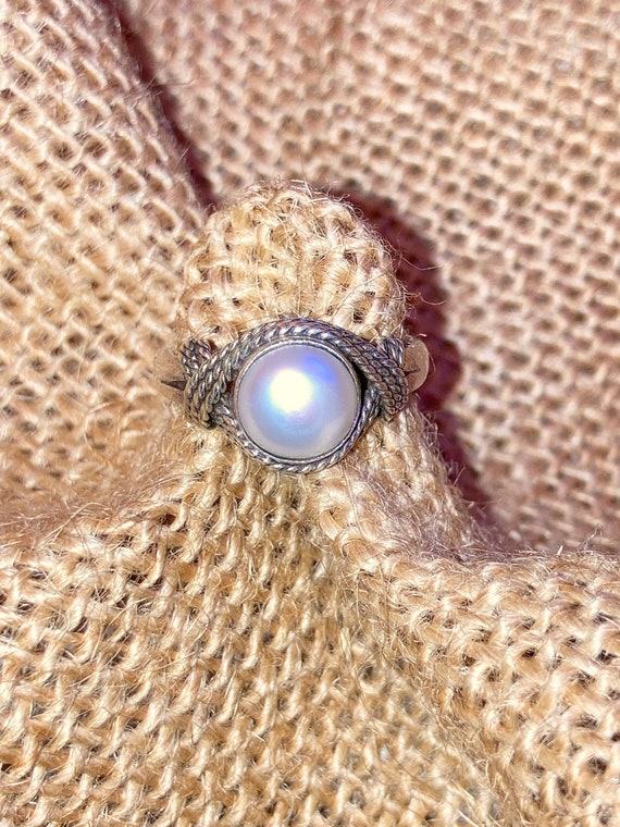 Pearl Solitary Sterling Silver Ring SZ 6.5