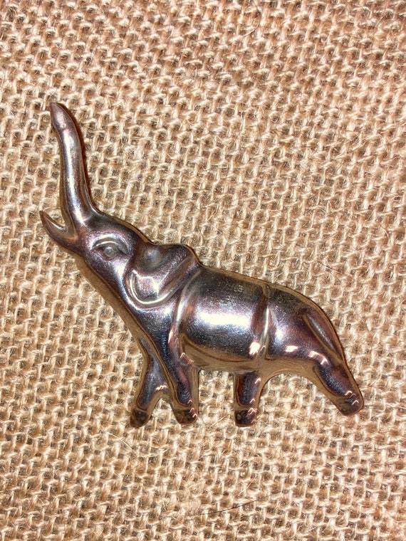 Elephant Trunk Up Sterling Silver Brooch Pin